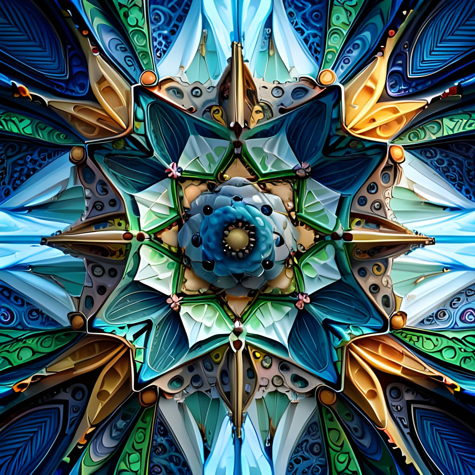 Abstract 3D Kaleidoscope Render in High Resolution