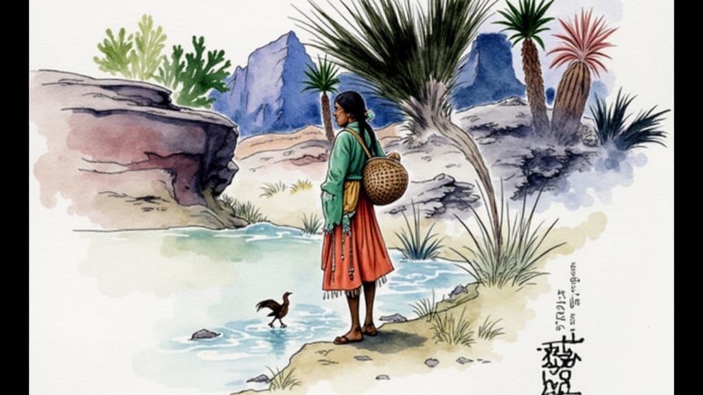 Elder Grandmother in Desert Oasis