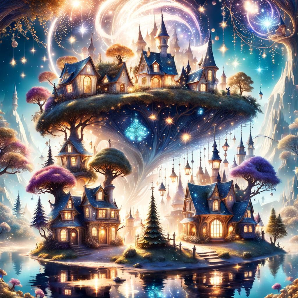 Enchanted Fairy Village in Surreal Digital Art