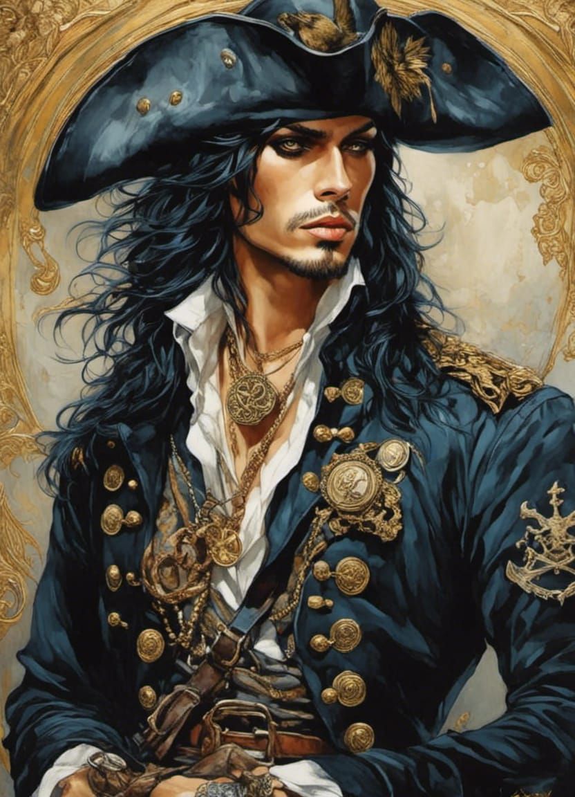 Disney Swashbuckling Pirate Portrait in Anime Style