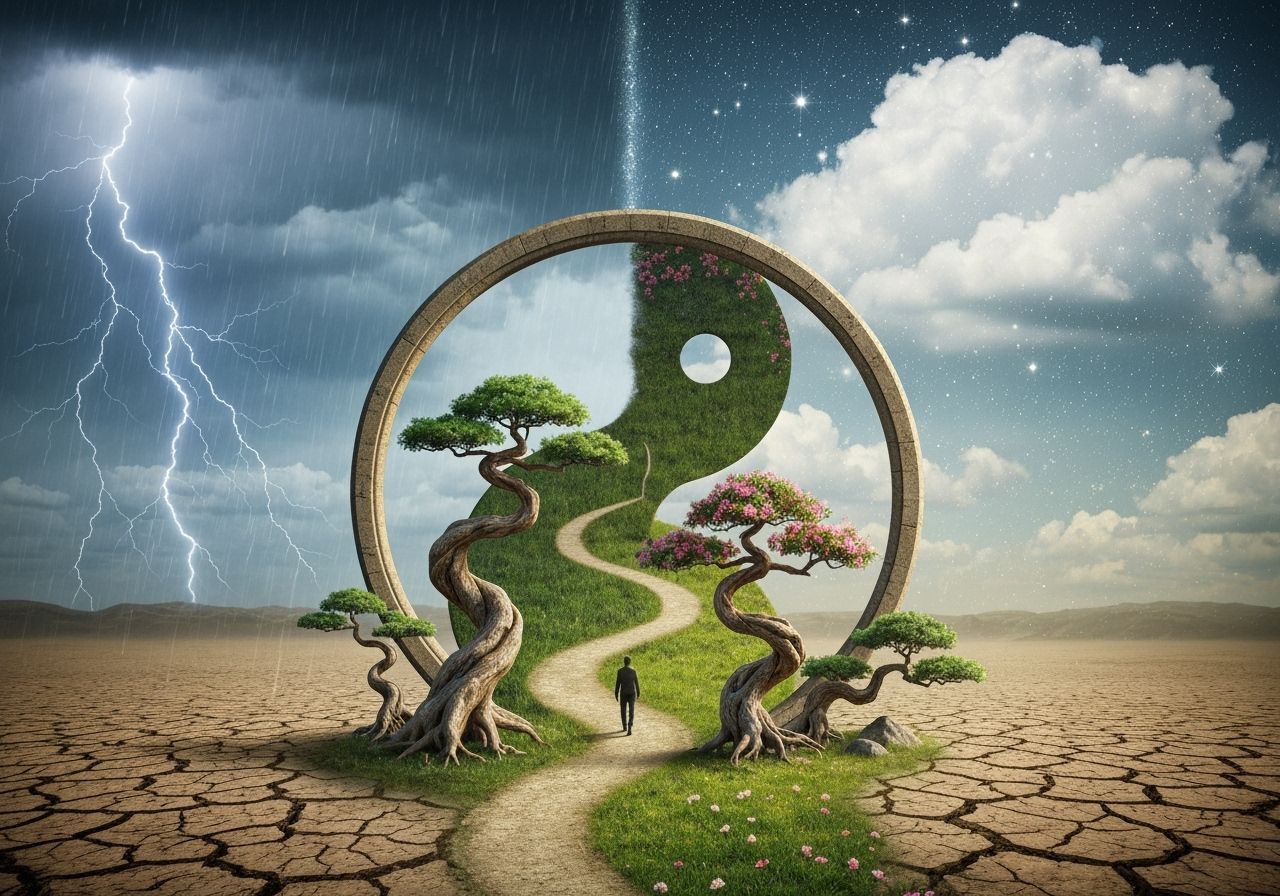 Surreal Stargate Scene in Summer Rain