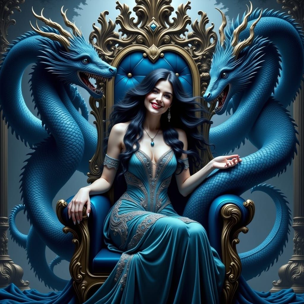 Dragon Queen: Hyperrealistic Art in Frazetta Style