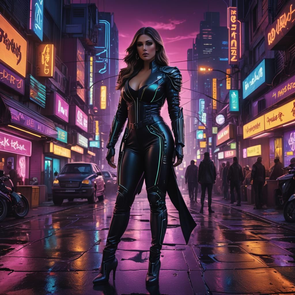 Neon Cityscape Portrait in Science Fiction Style