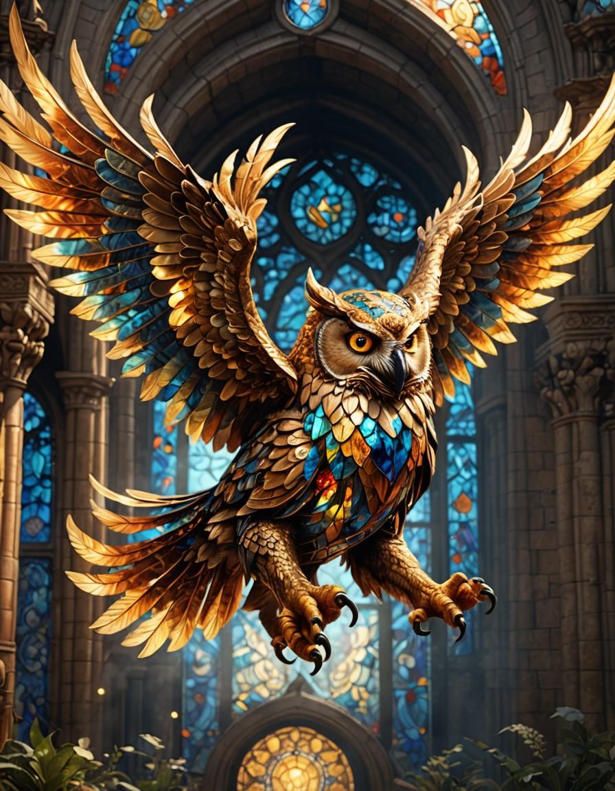 Golden Chimera in Flight: Mythical Creature Art