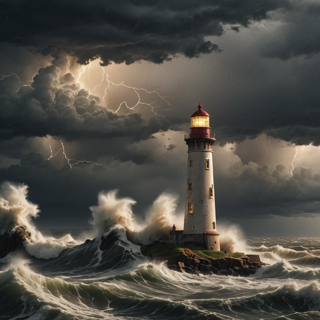 A stunning 3D render of a lighthouse standing tall and stron...