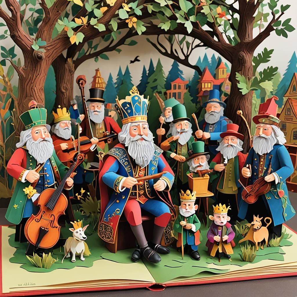 Vibrant Pop-Up Book Illustration of Old King Cole