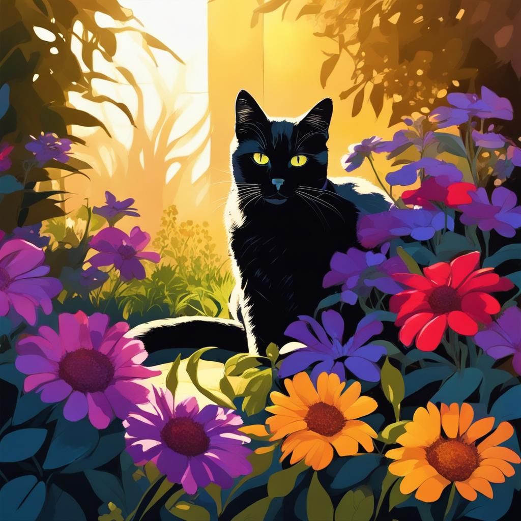 Cat in Garden with Cel Shading