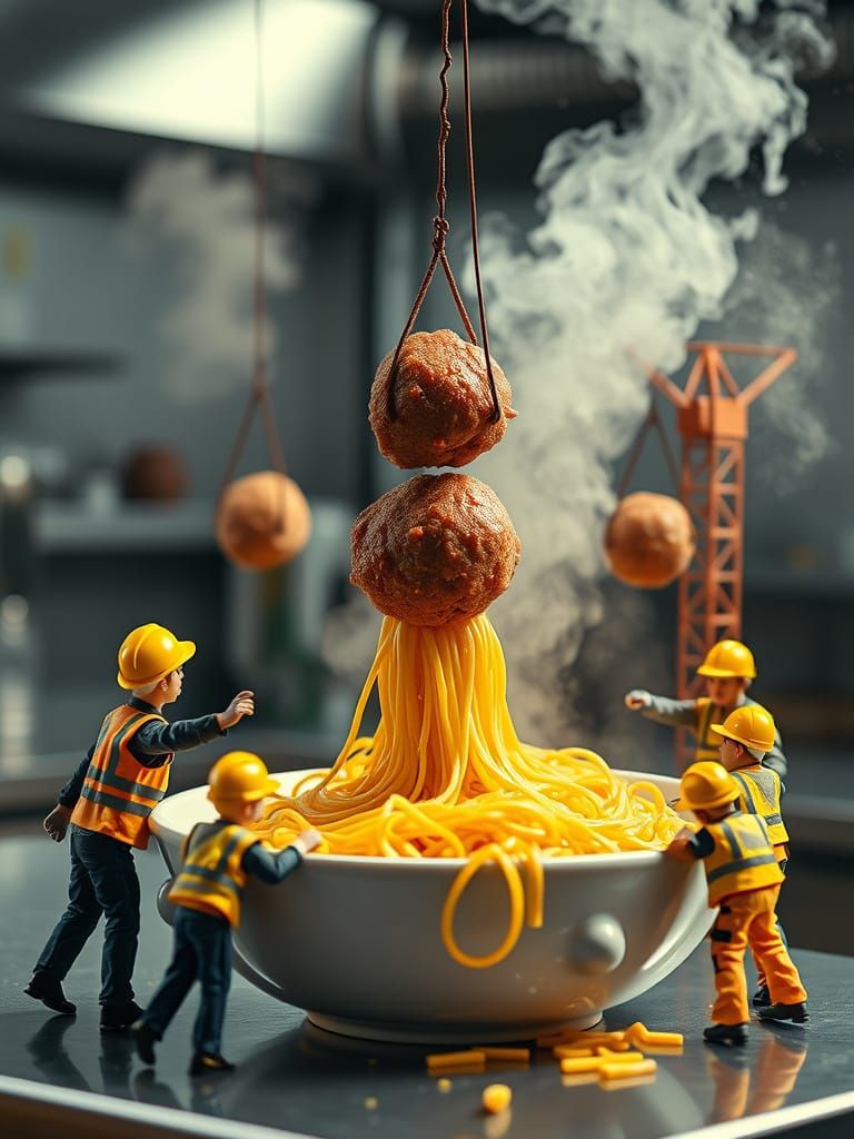 Vibrant Industrial Dreams: Steaming Spaghetti and Meatballs ...