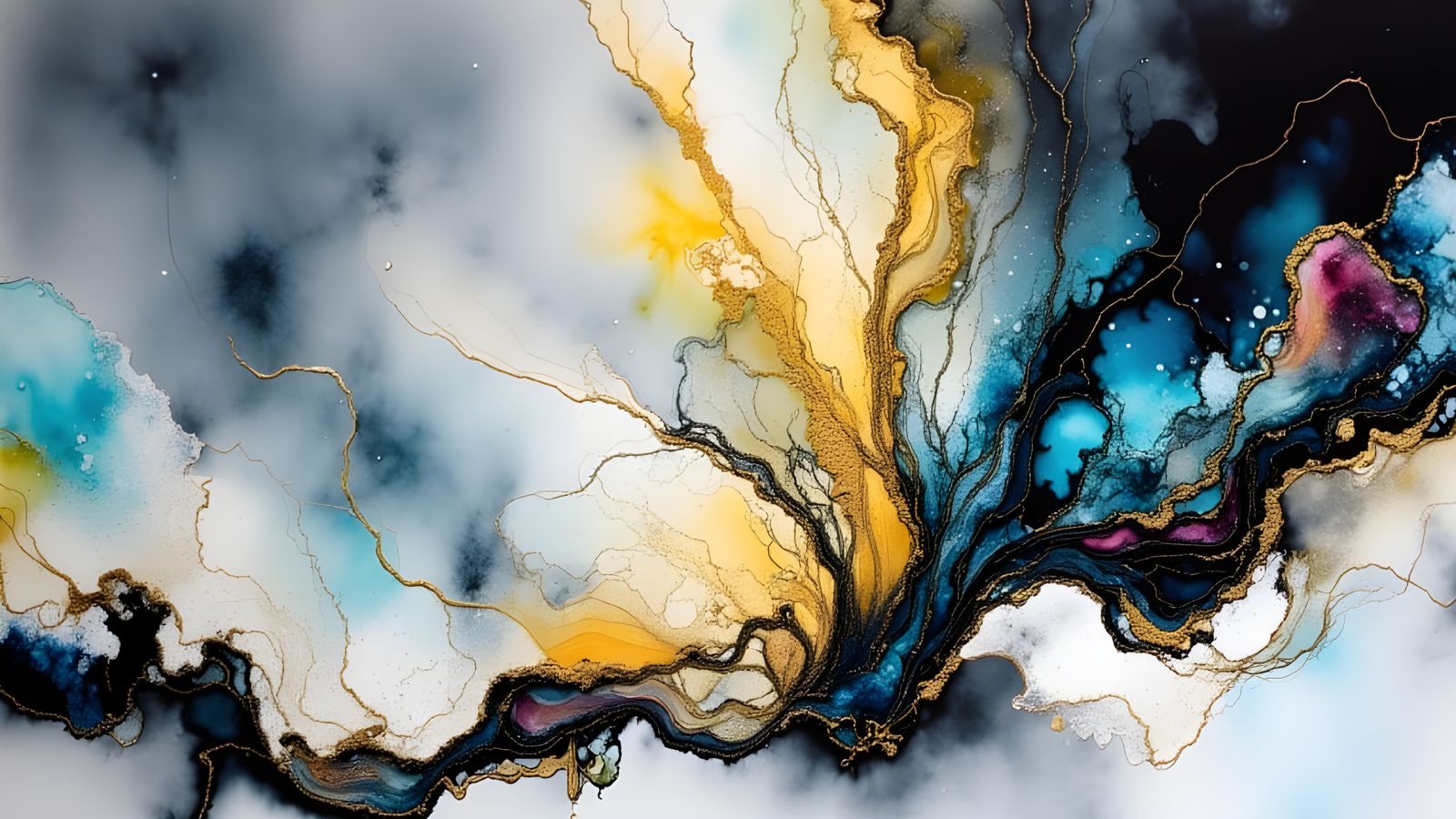 Vibrant Alcohol Inks With Wild Brushstrokes