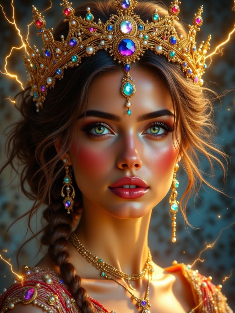 Regal Princess with Lightning Crown and Gemstones