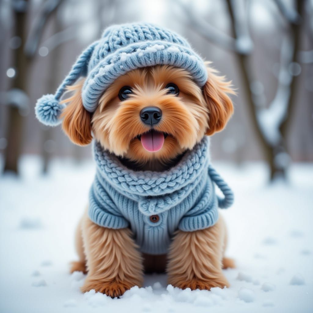 Cute Dogs in Cozy Winter Outfits with Festive Sparkle
