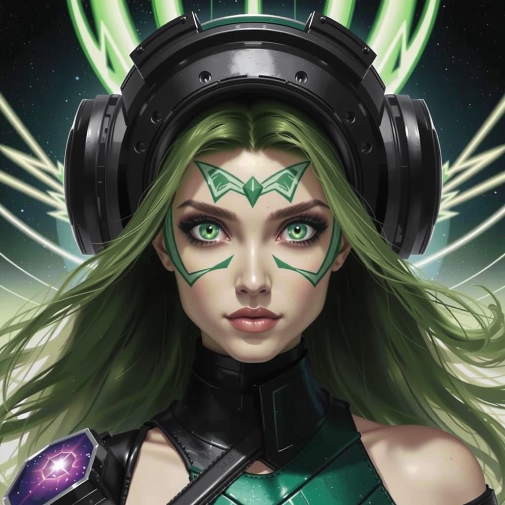 Surreal Green Eyed Goddess in the Eye of the Tornado