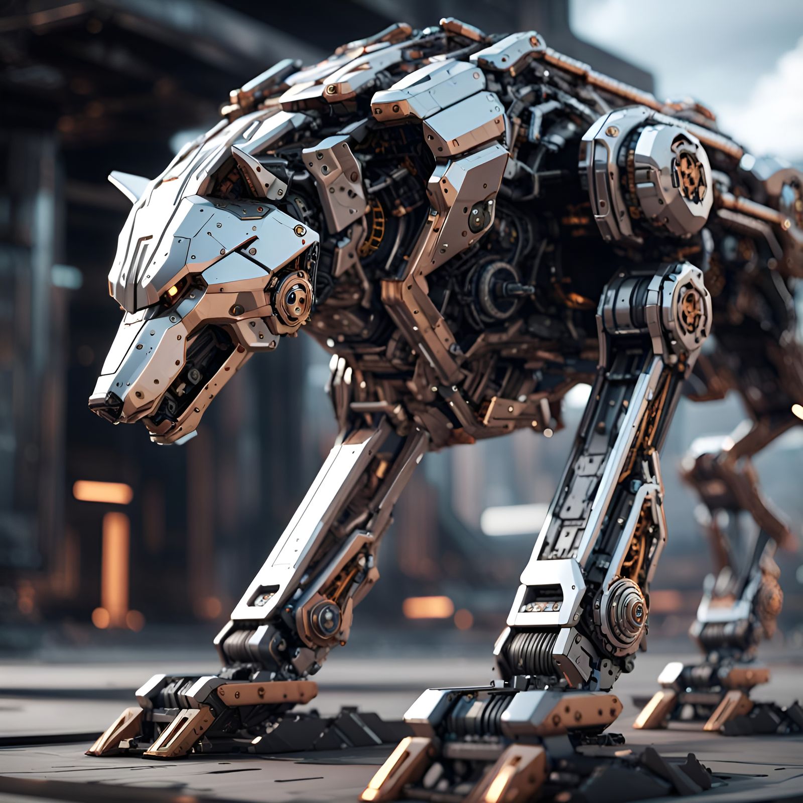 Futuristic Electric Wolf Mech in Sci-Fi Style