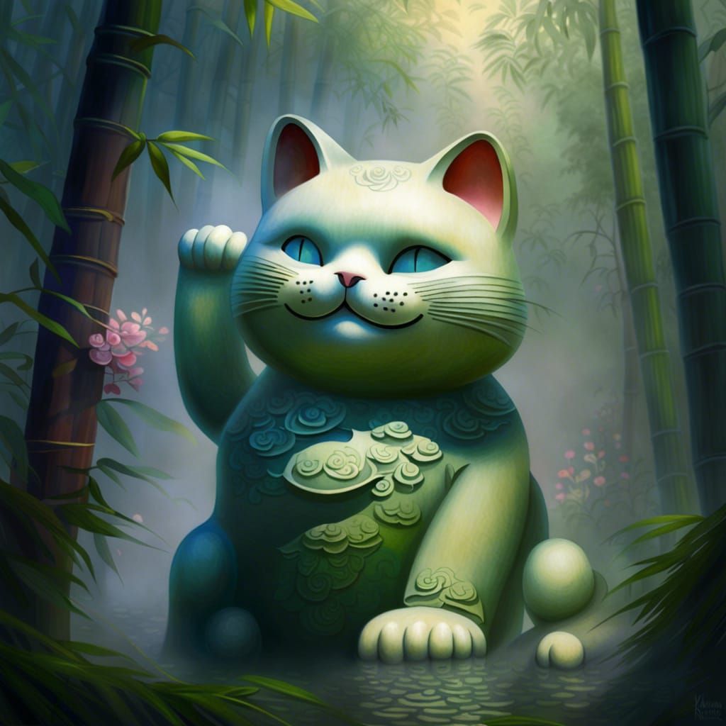 Maneki Neko in a bamboo forest