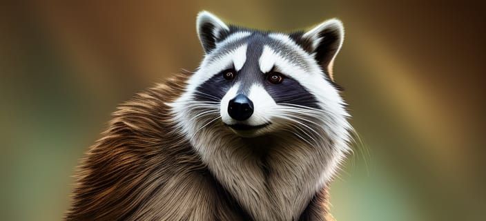 Sad Raccoon Portrait in Hyperdetailed Digital Art Style