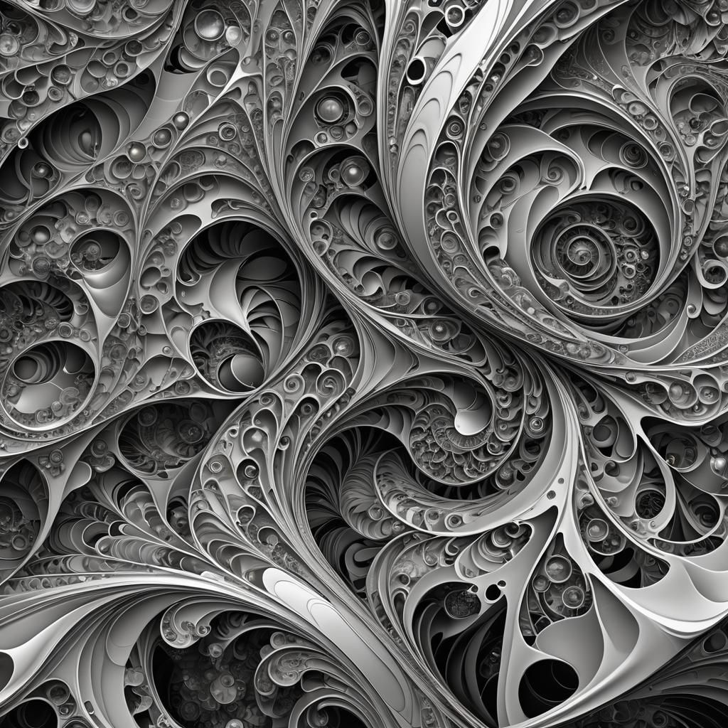 Abstract Fractal Wave Function in Digital Art Nouveau