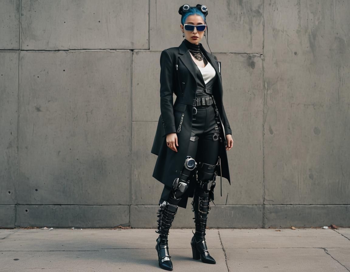 Cyberpunk Woman with Black Glasses