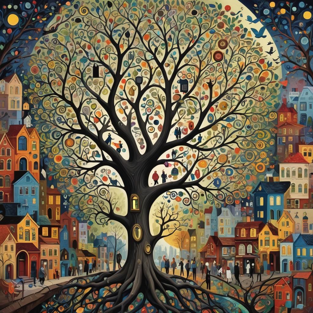 Surreal Tree of Life with Hidden Symbolism