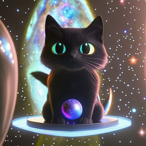 Adorable Galaxy Cat in Pixar-Style 3D Render