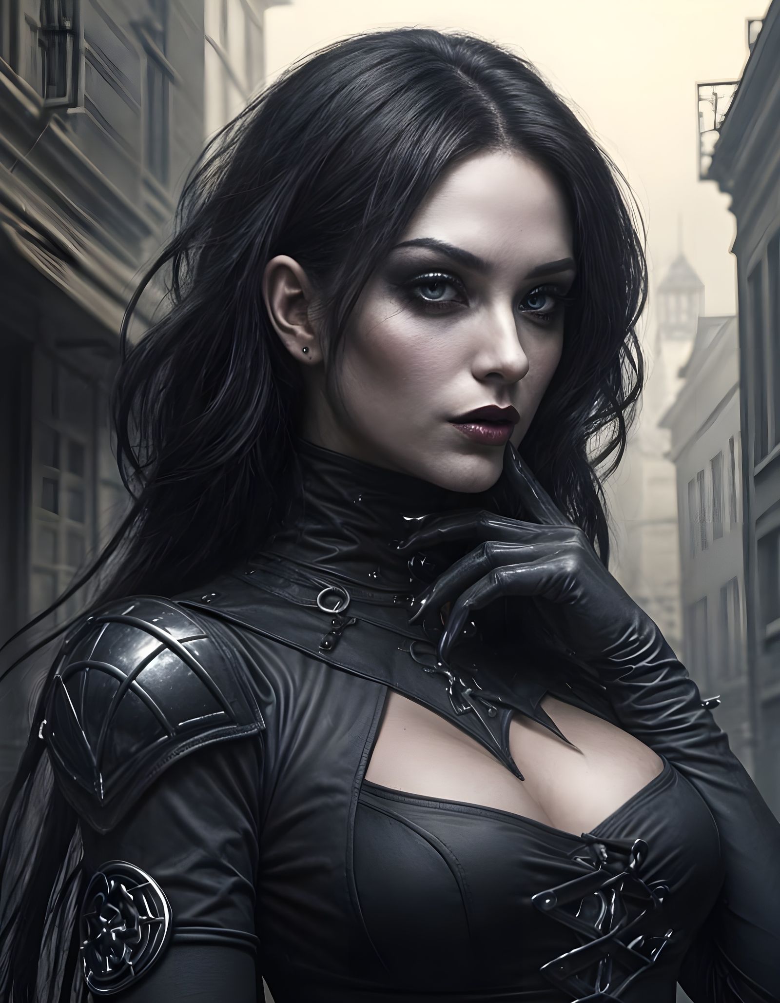 Elegant Goth Woman in Urban Decay