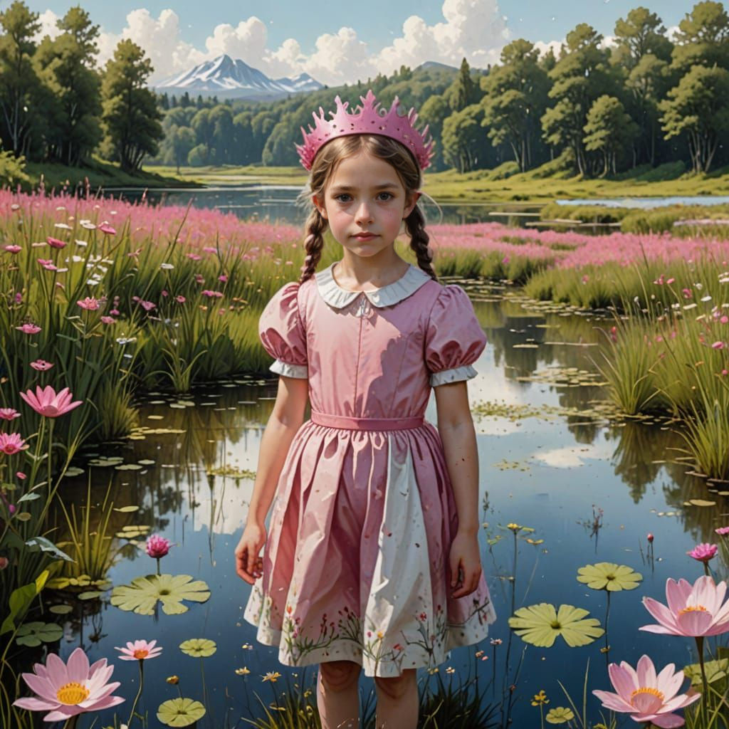 Whimsical Future Princess in a Vibrant Wildflower Meadow