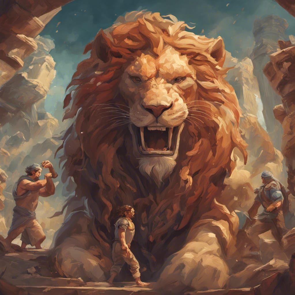 Hercules and the Nemean Lion: Hyperdetailed Concept Art
