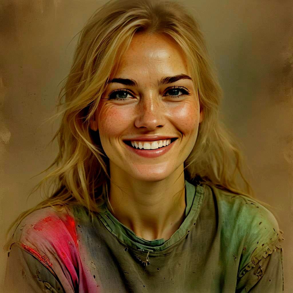 Realistic Portrait of Smiling Woman with Soft Lighting
