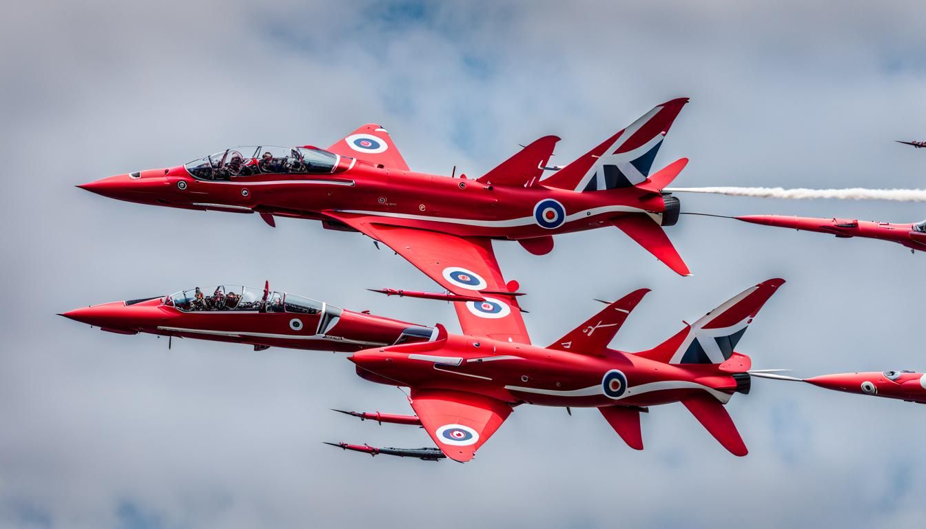 Red Arrows Aerobatic Display in Formation