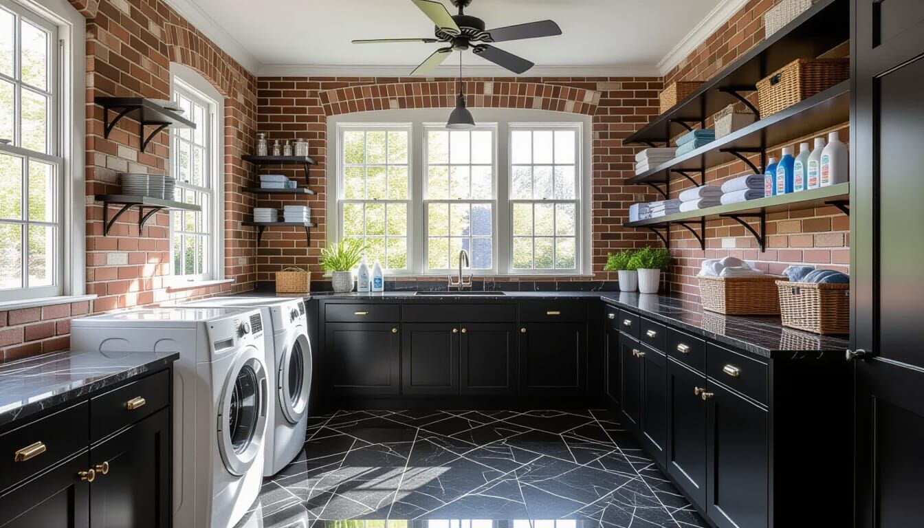 Victorian Laundry Room with Sunlight and Glass Walls