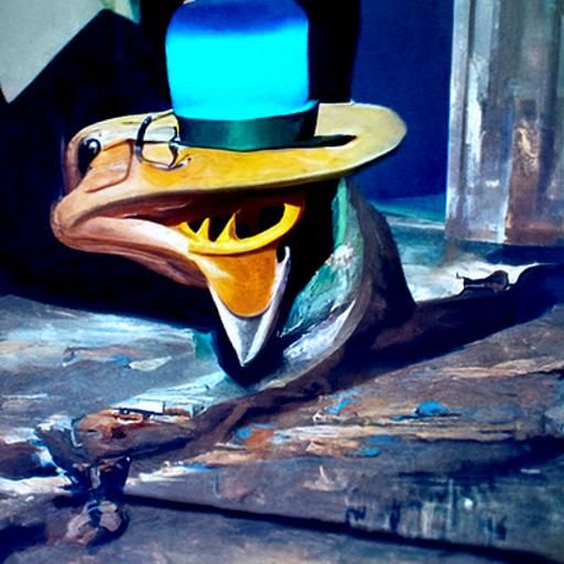 Perry the Platypus Infiltrates Doofenshmirtz, Oil Painting