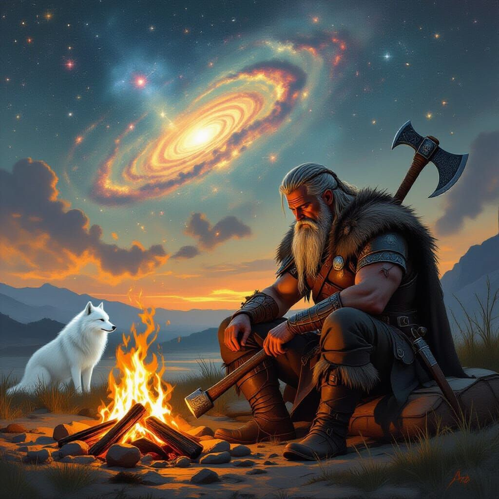 Viking Warrior Contemplates the Nebulae