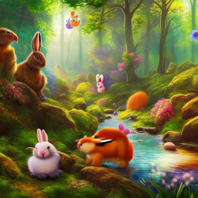 Enchanted Forest: Animals Celebrate Easter Sunday