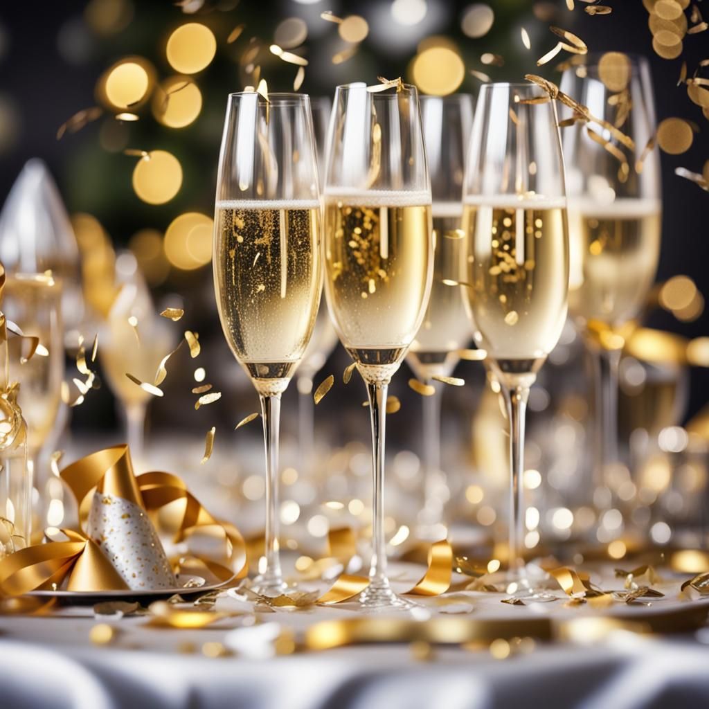 New Year's Eve Party Table with Champagne