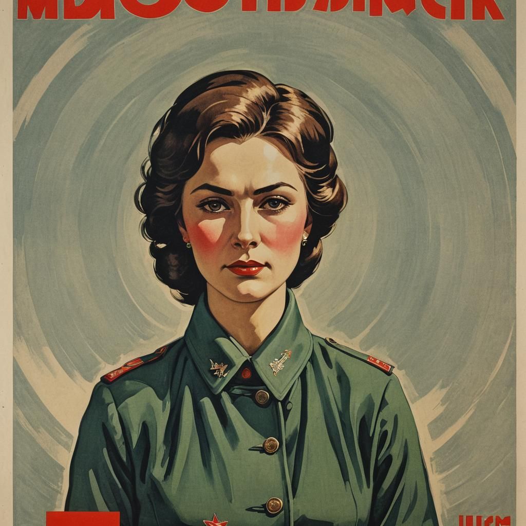 Classic Soviet Propaganda Poster of a Woman