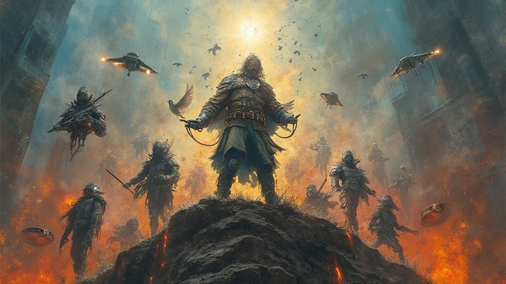 Discworld God of Doomscrolling in Tilt-Shift Aesthetics