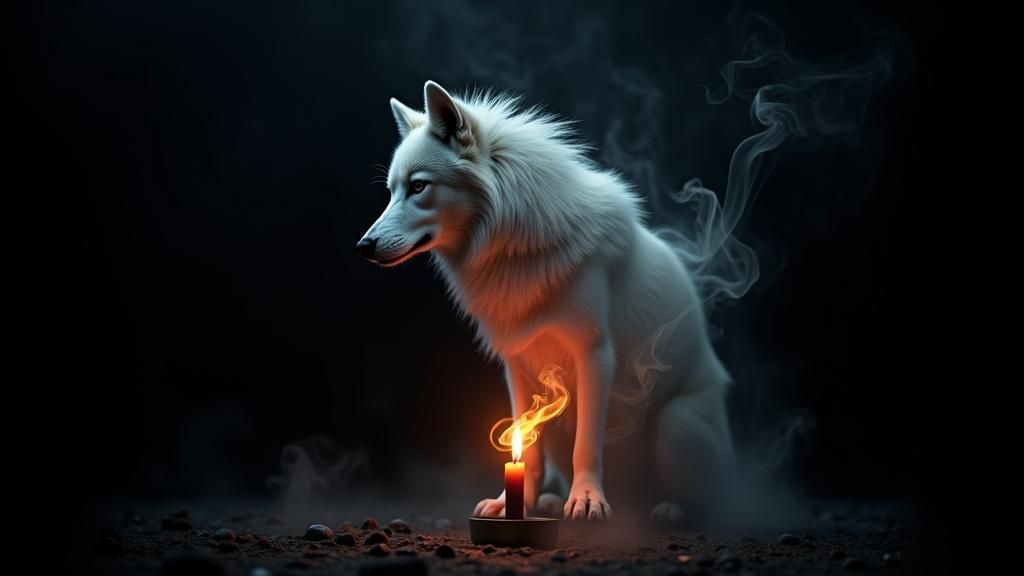 Ethereal Smoke Wolf in Darkened Room