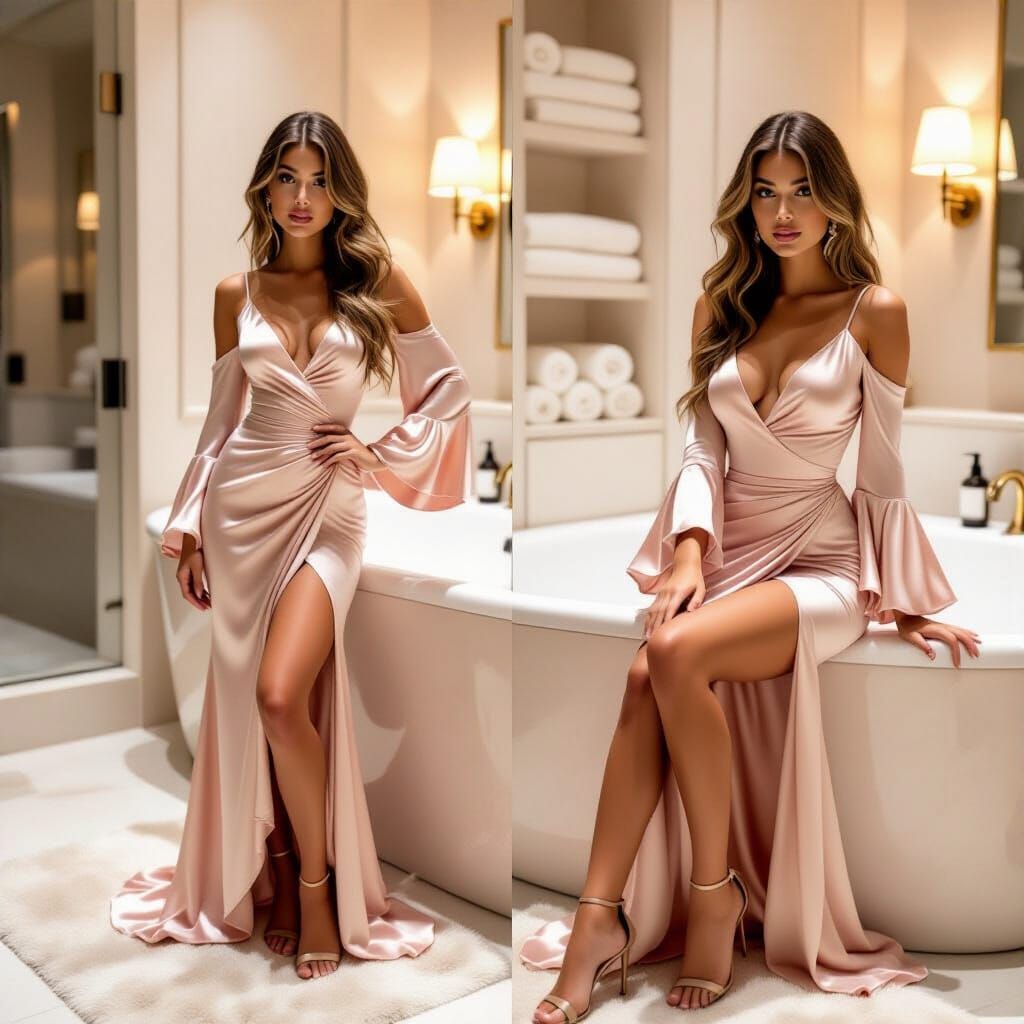 Glamorous Woman's Mirror Selfie Collage