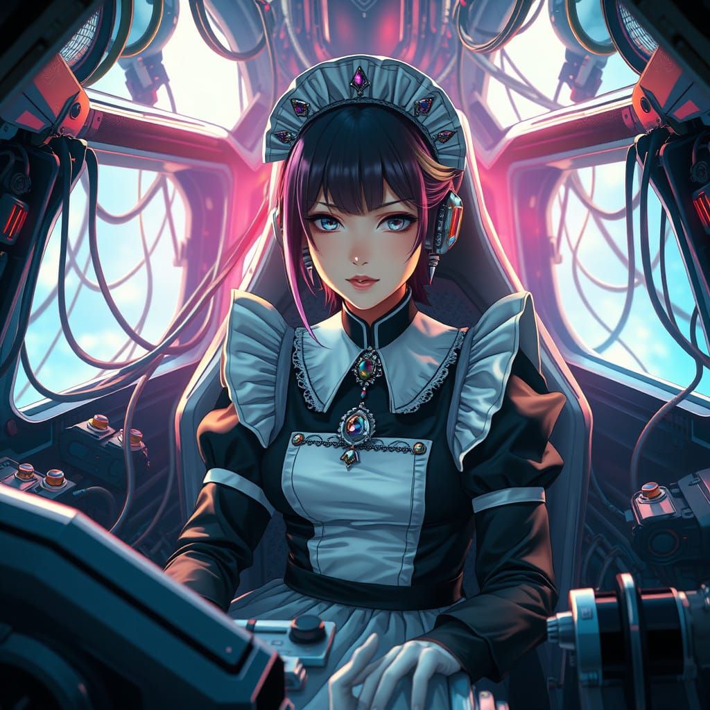 Maid Pilot of a Majestic Mecha in a Cyberpunk World