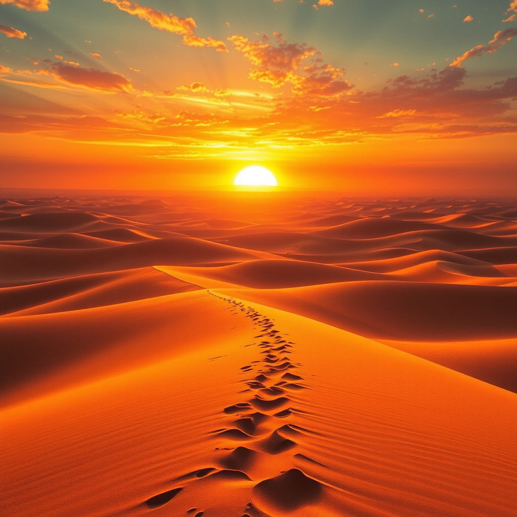 Golden Desert Sunset: Matte Painting Concept Art