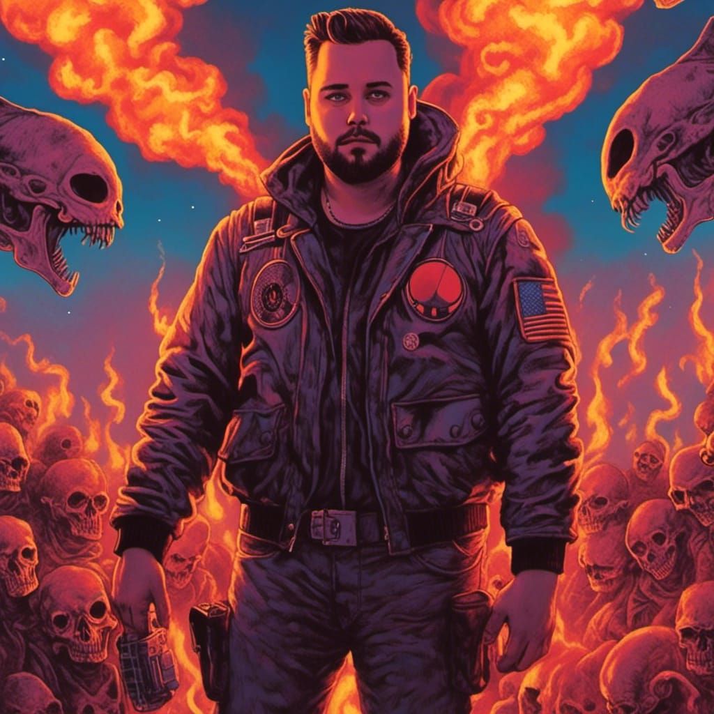 Toxic Neon Skies: Aliens and Horsemen