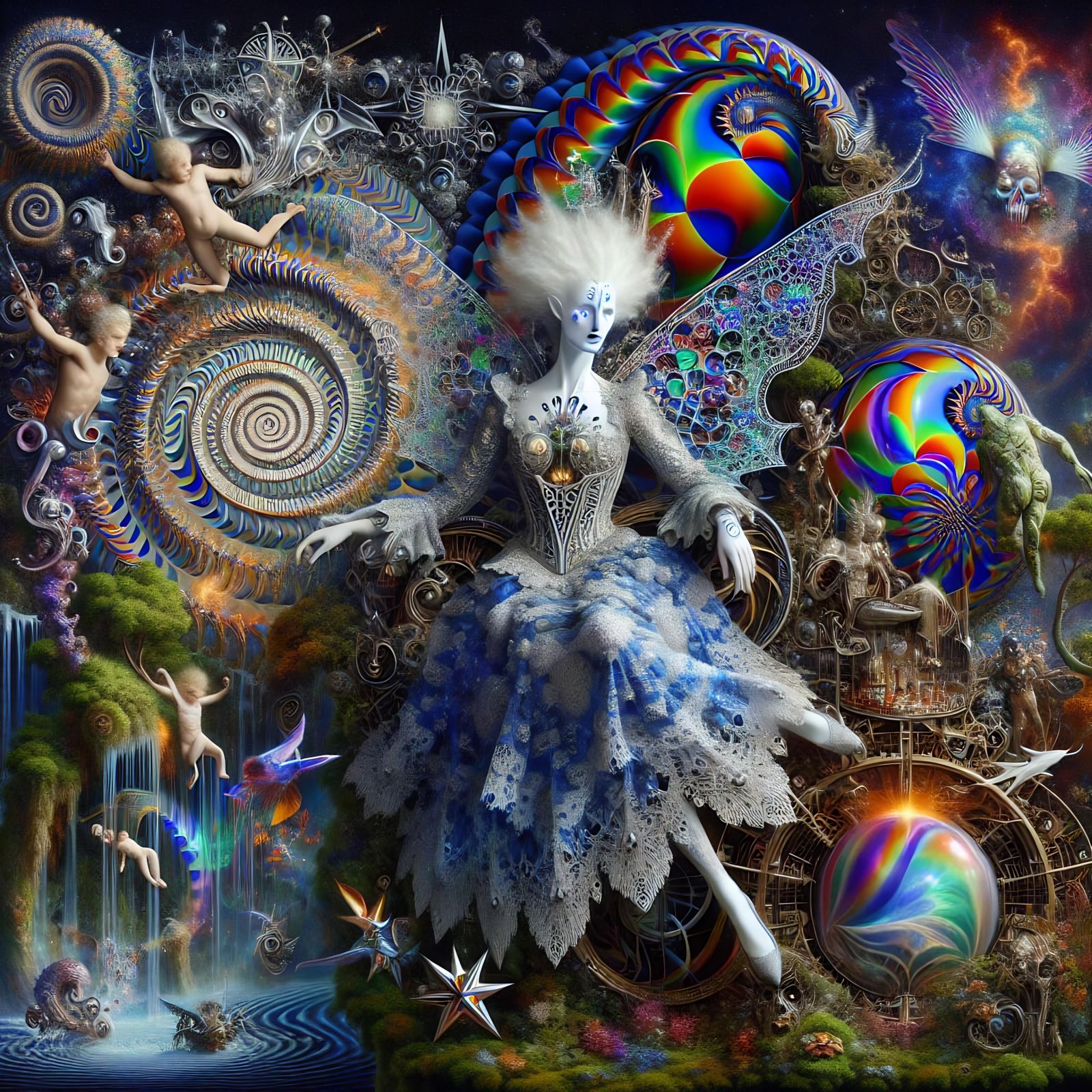 Dadaist Horror Scene with Steampunk Pixie