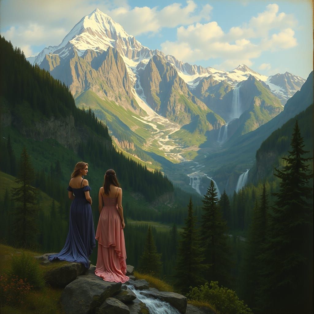 Ethereal Women Amidst Majestic Mountain Peaks