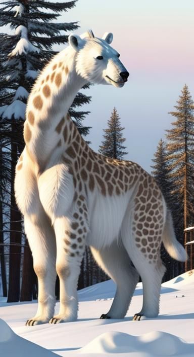 Polar Bear Giraffe Hybrid Fusion: High Quality
