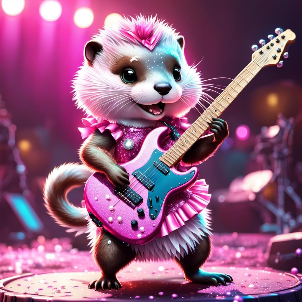 Fluffy Punk Otter Girl Rocks Out on Stage