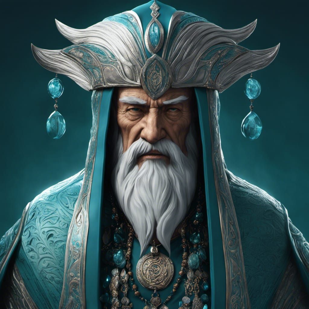 Mystical Elderly Water Guardian in 8K Detail