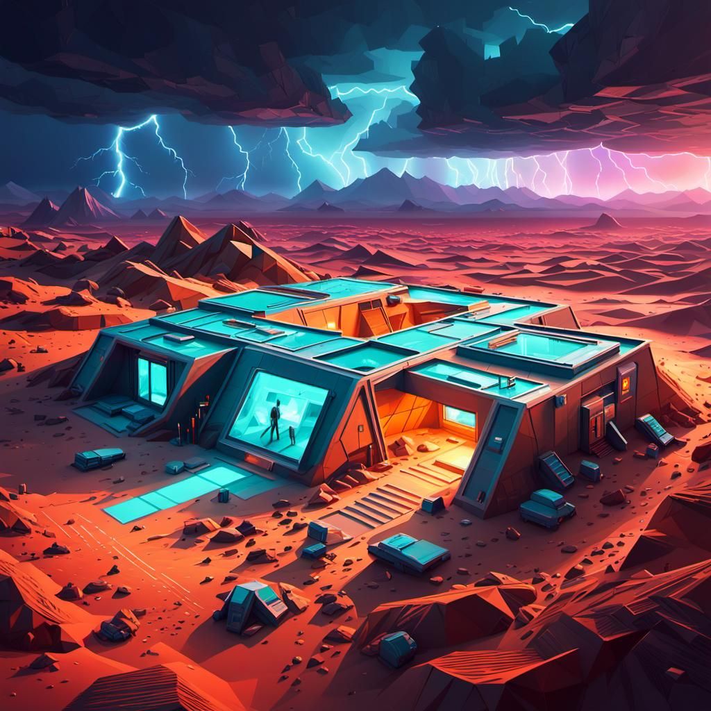 Secret Desert Bunker in Retro-Futuristic Style