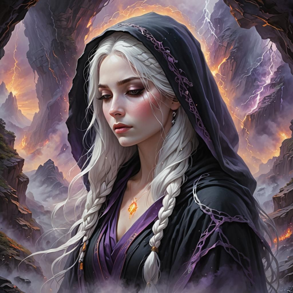 Ethereal Woman in Magma Cave, Hyperdetailed Fantasy