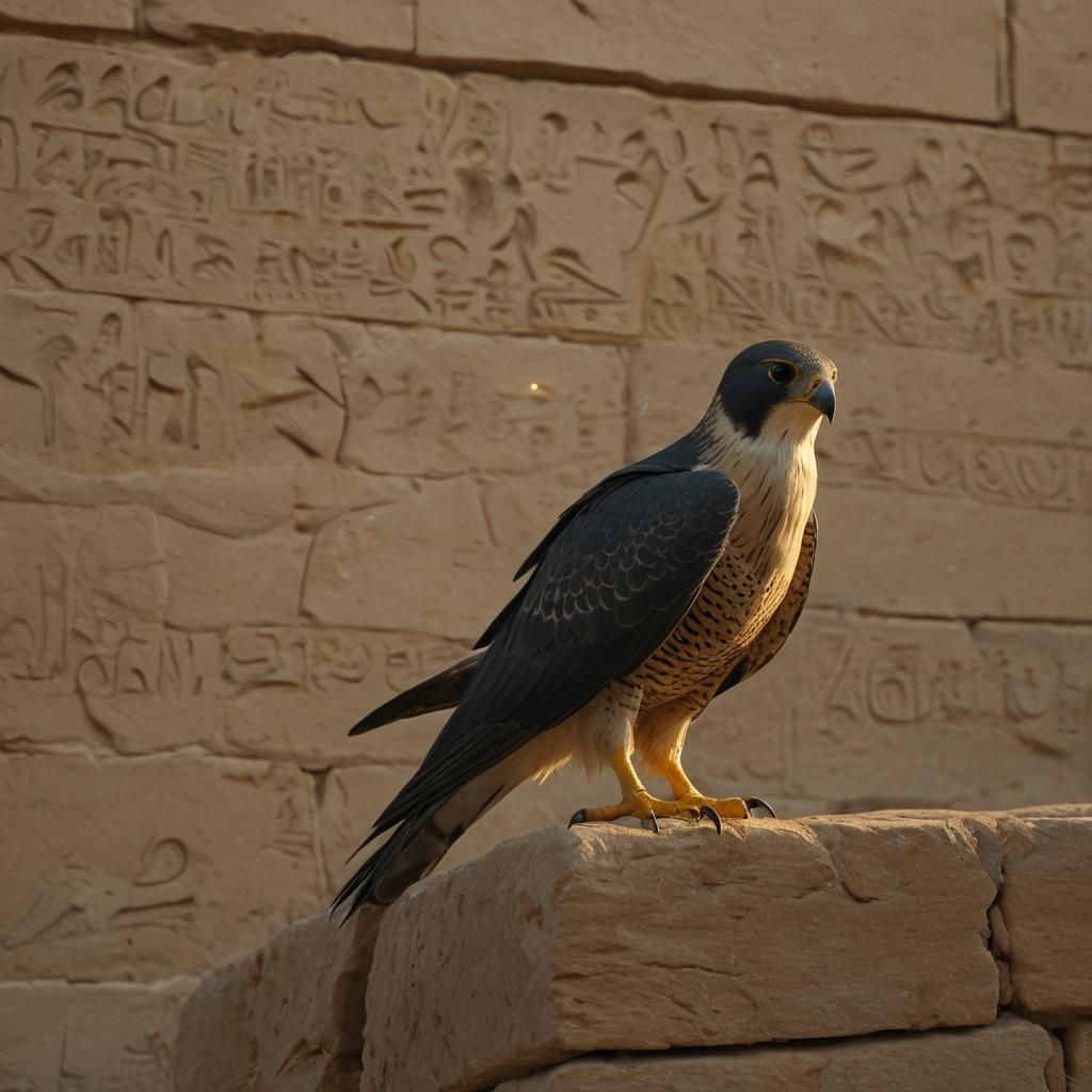 Peregrine Falcon in Ancient Egyptian Courtyard