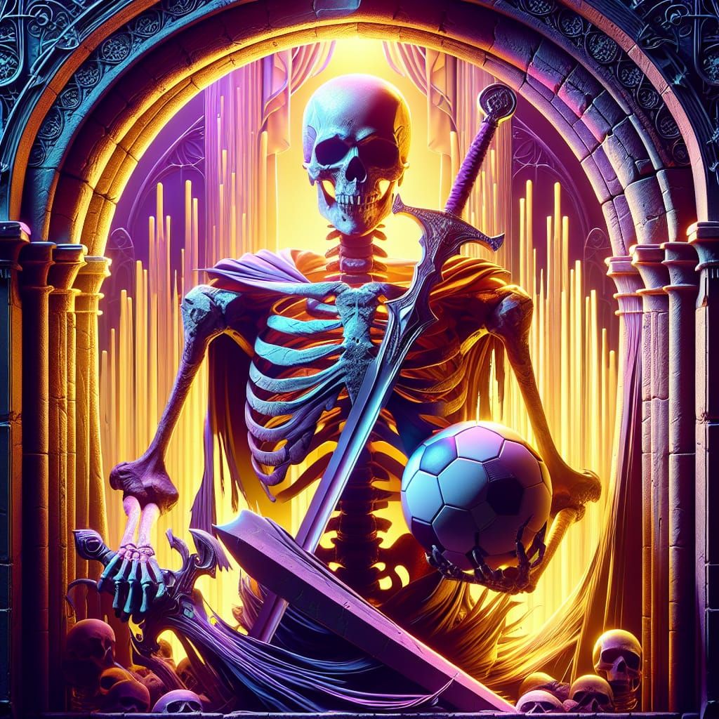 Skeleton Warrior in Crypt: Dark Fantasy Concept Art
