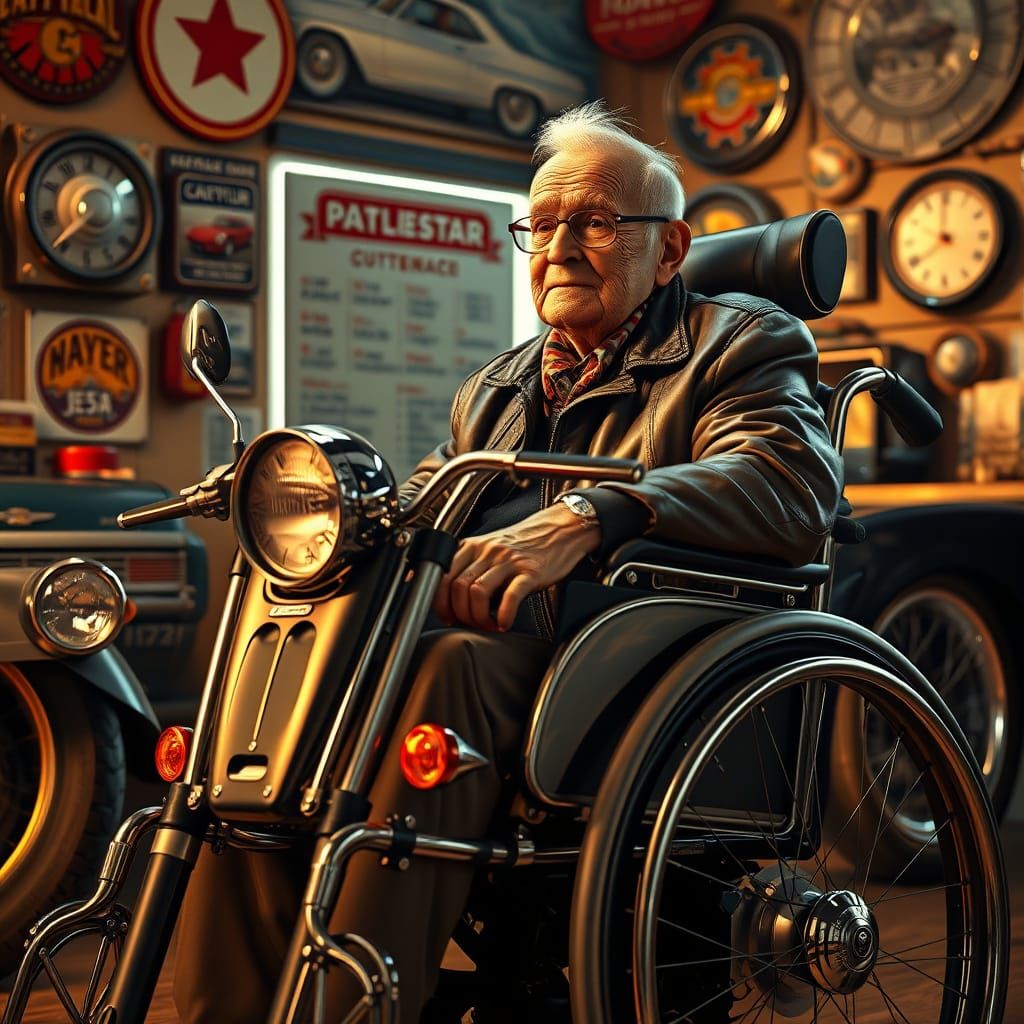 Vintage Racer's Nostalgic Reflections in a Shiny Chrome Moto...